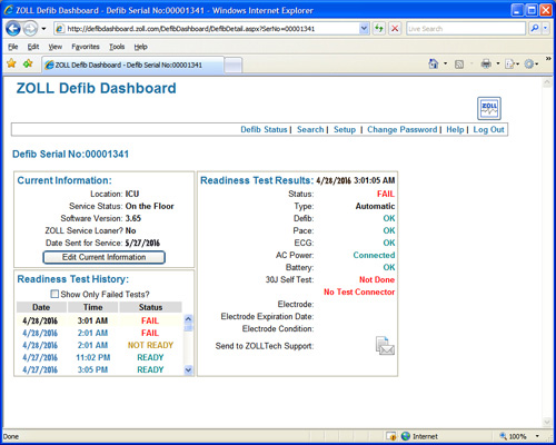 Defib Dashboard Fail